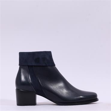 Regarde Le Ciel Jolene Cuff Block Heel - Navy Leather